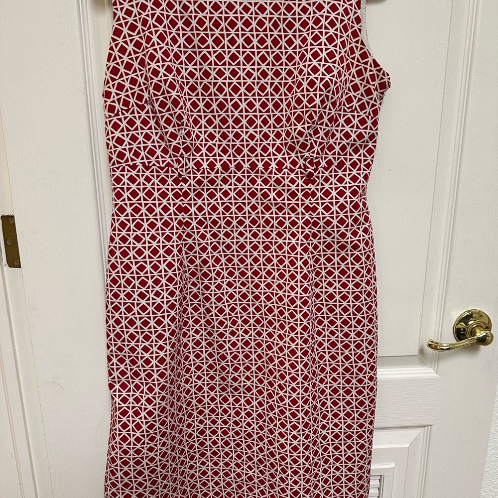 Talbots Red and White Geometric Dress - Picture 2 of 5